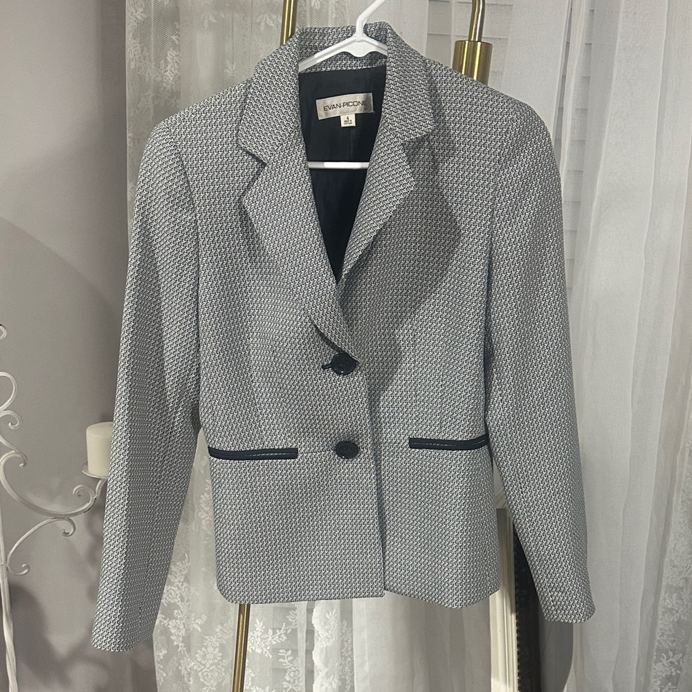 Evan Picone Women's Blazer - Black and White Houndstooth